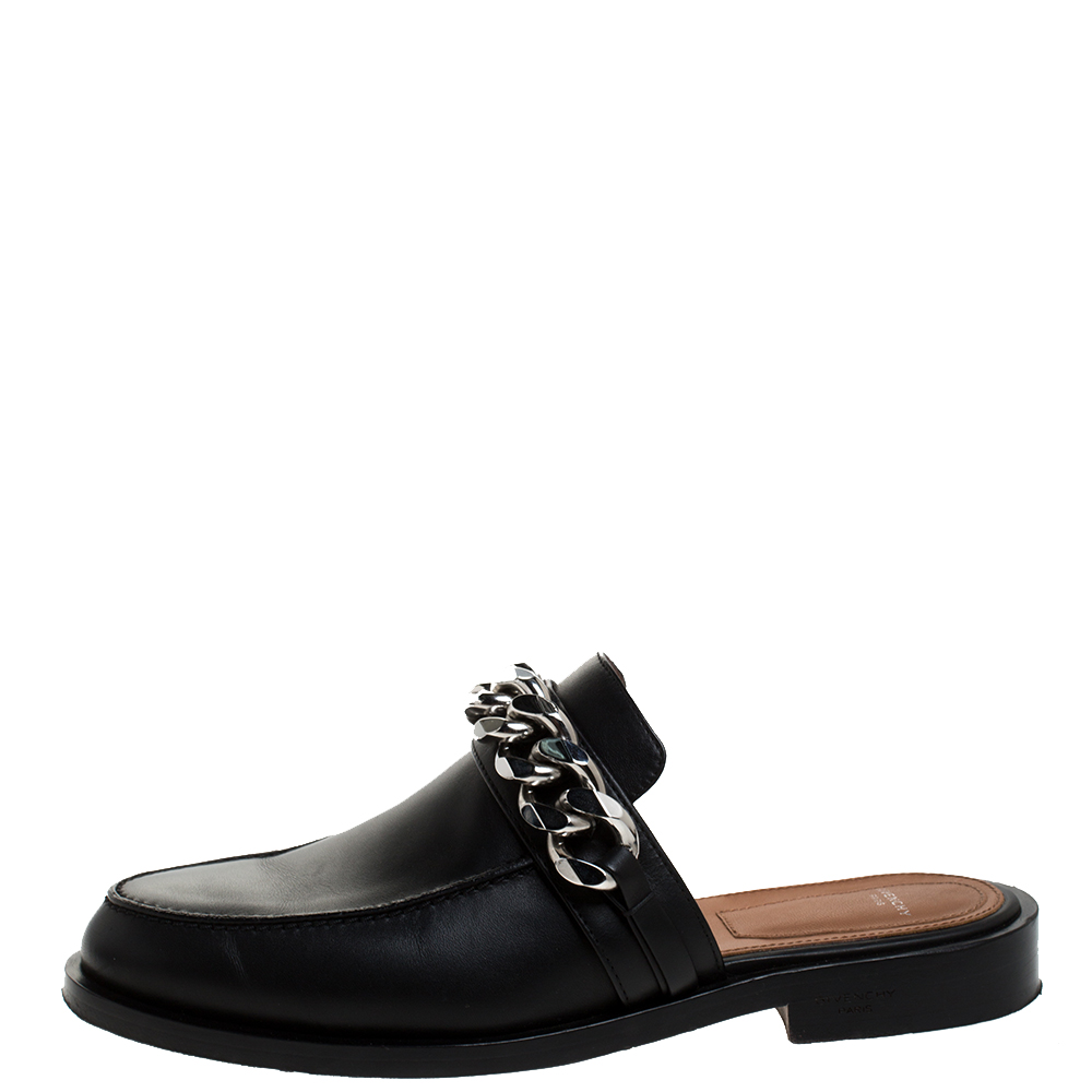

Givenchy Black Leather Chain Mules Size
