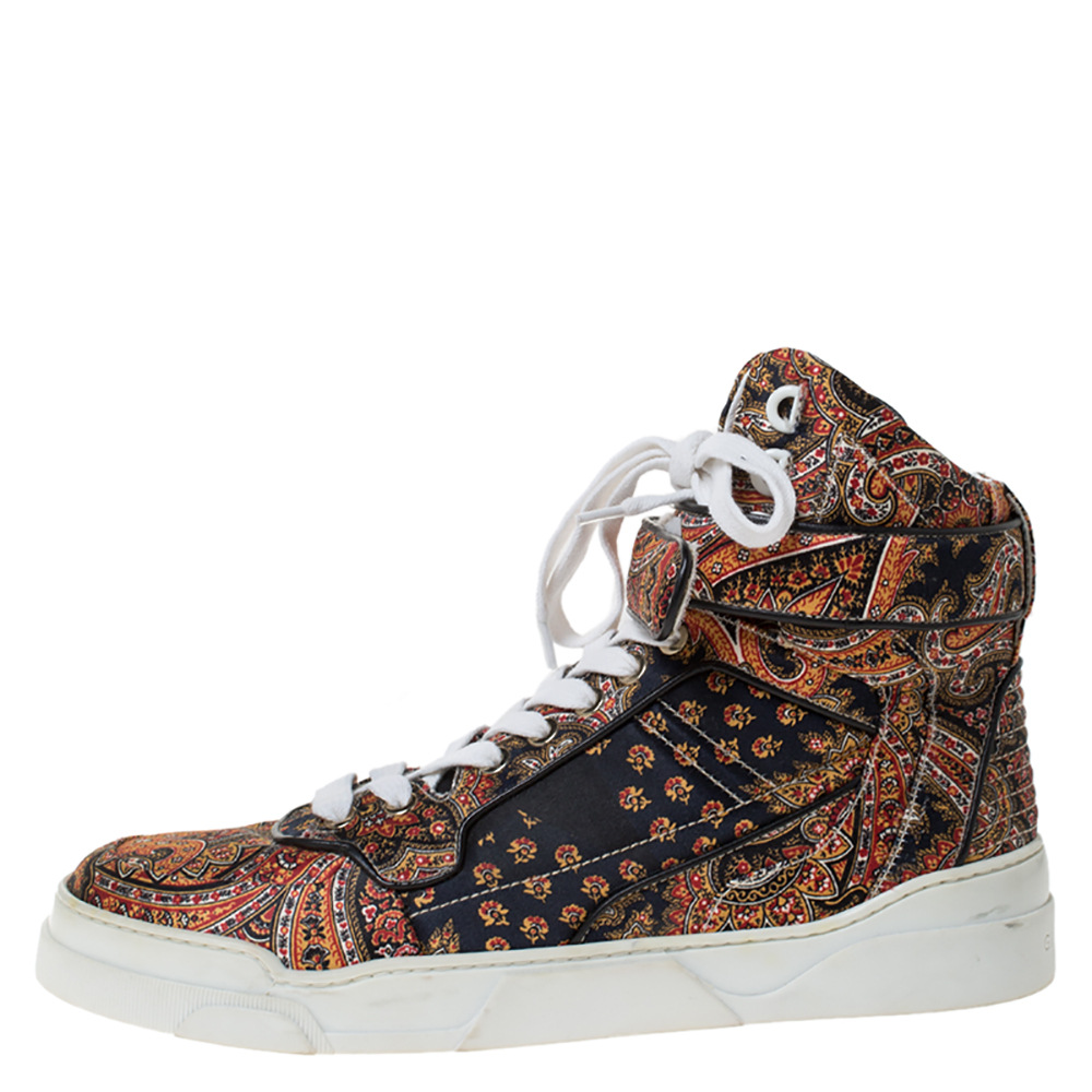 

Givenchy Multicolor Paisley Print Satin Tyson High Top Sneakers Size