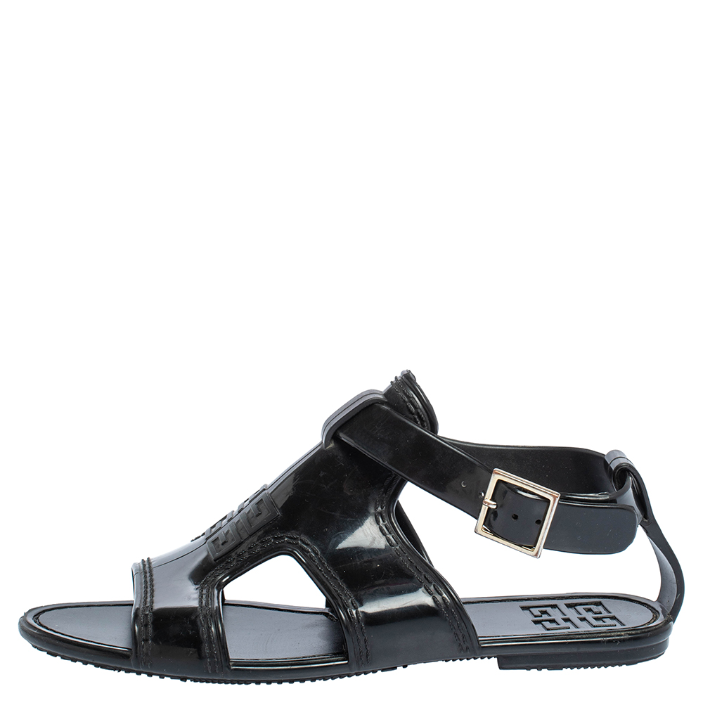 

Givenchy Black Jelly Ankle Strap Flat Sandals Size