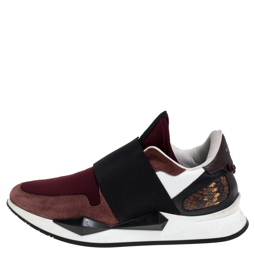 

Givenchy Burgundy/Black Suede Leather And Stretch Fabric Active Low Top Sneakers Size, Brown