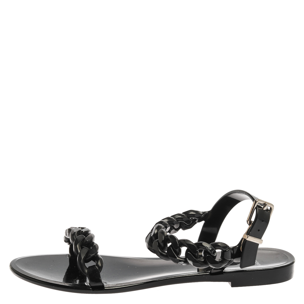 

Givenchy Black Jelly Chain Flat Sandals Size