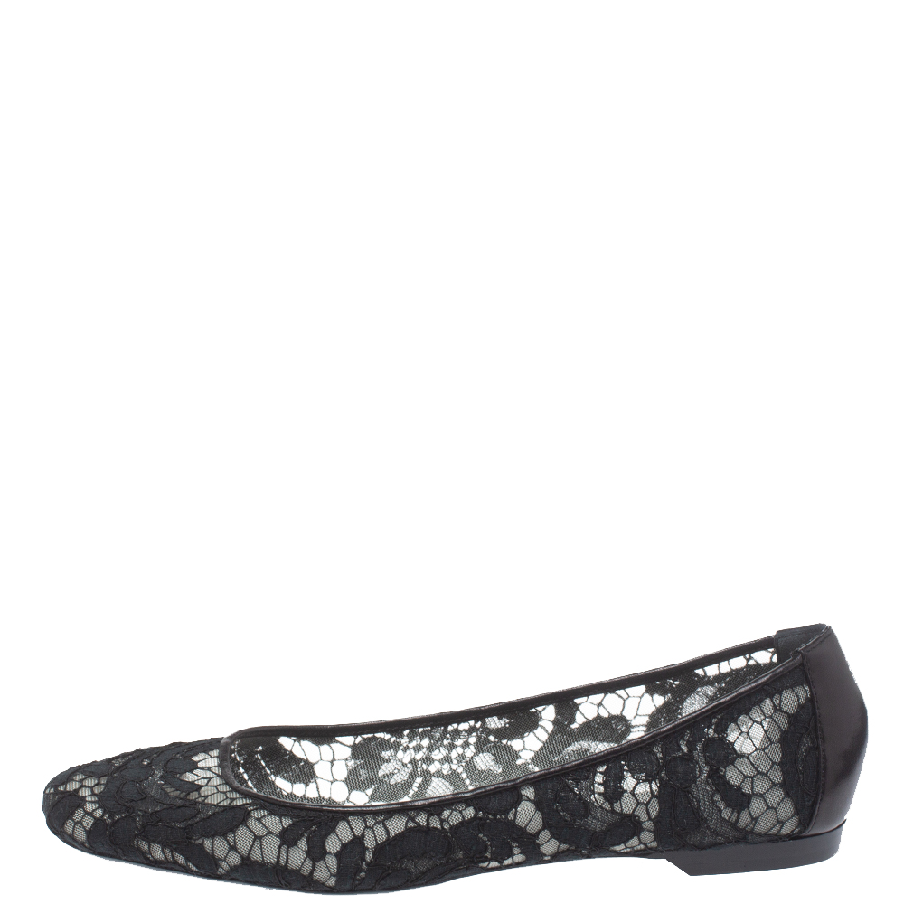

Givenchy Black Mesh And Lace Ballet Flats Size