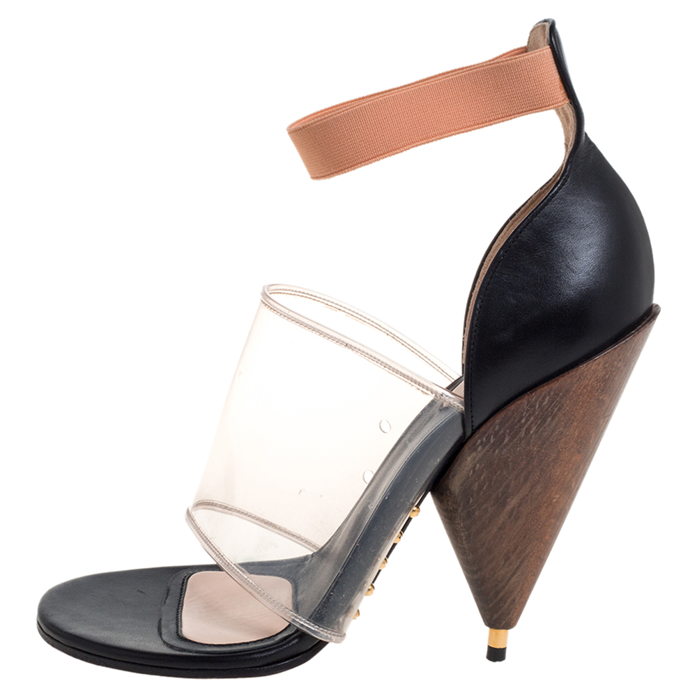 

Givenchy Black Leather and PVC Albertina Sandals Size