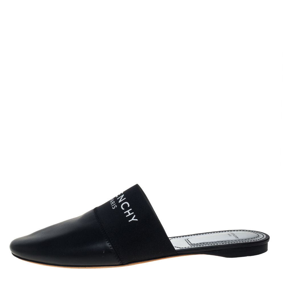 

Givenchy Black Leather Flat Mules Size