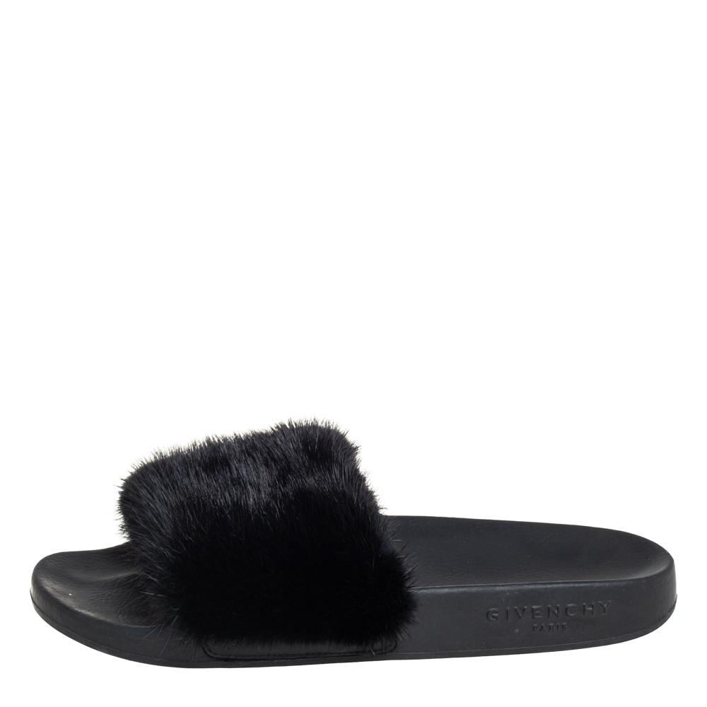 

Givenchy Black Mink Fur Flat Slides Size