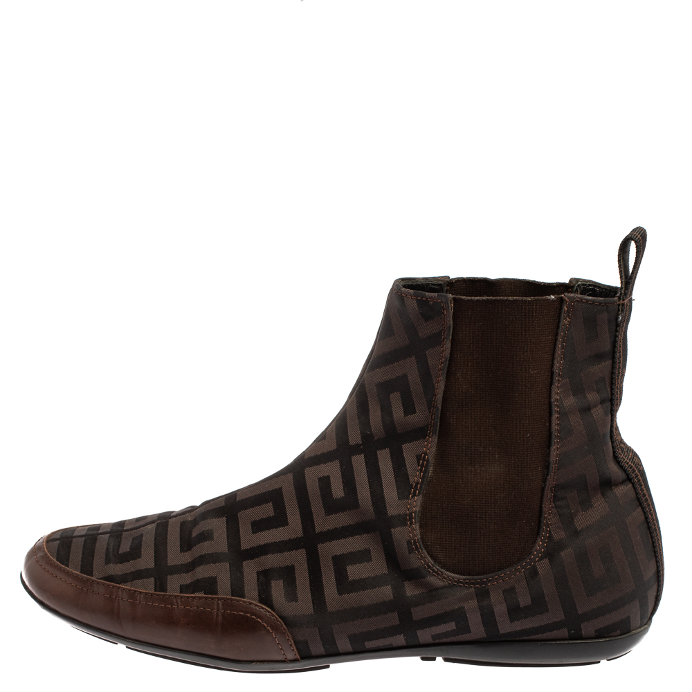 

Givenchy Brown Canvas And Leather High Top Sneakers Size