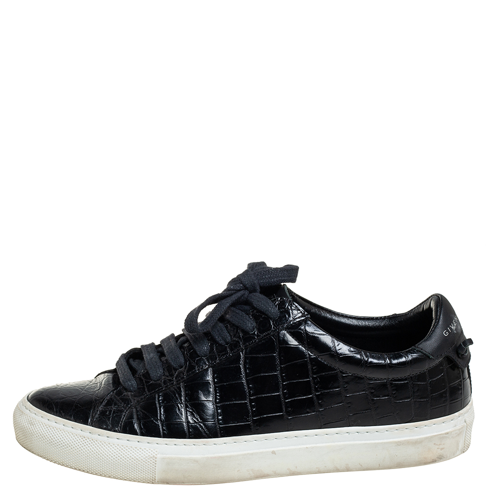 

Givenchy Black Croc Embossed Leather Urban Street Sneakers Size
