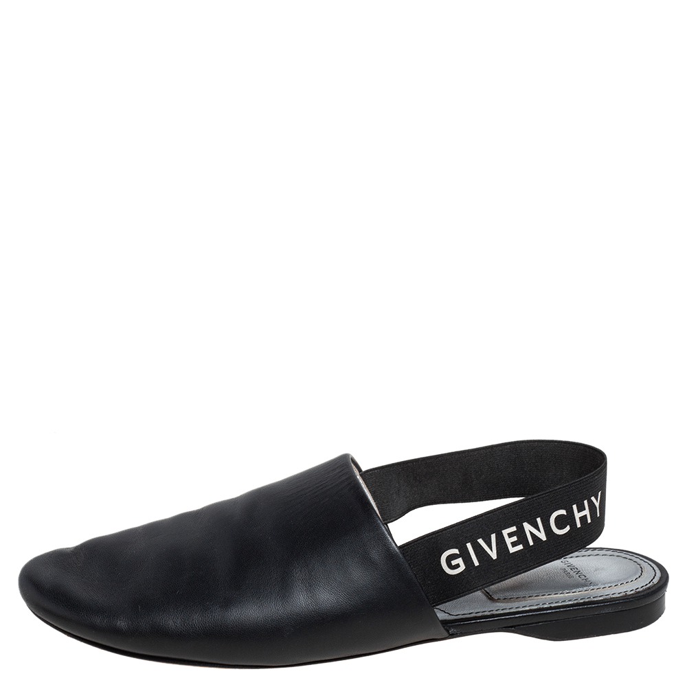 

Givenchy Black Leather Rivington Slingback Mules Size