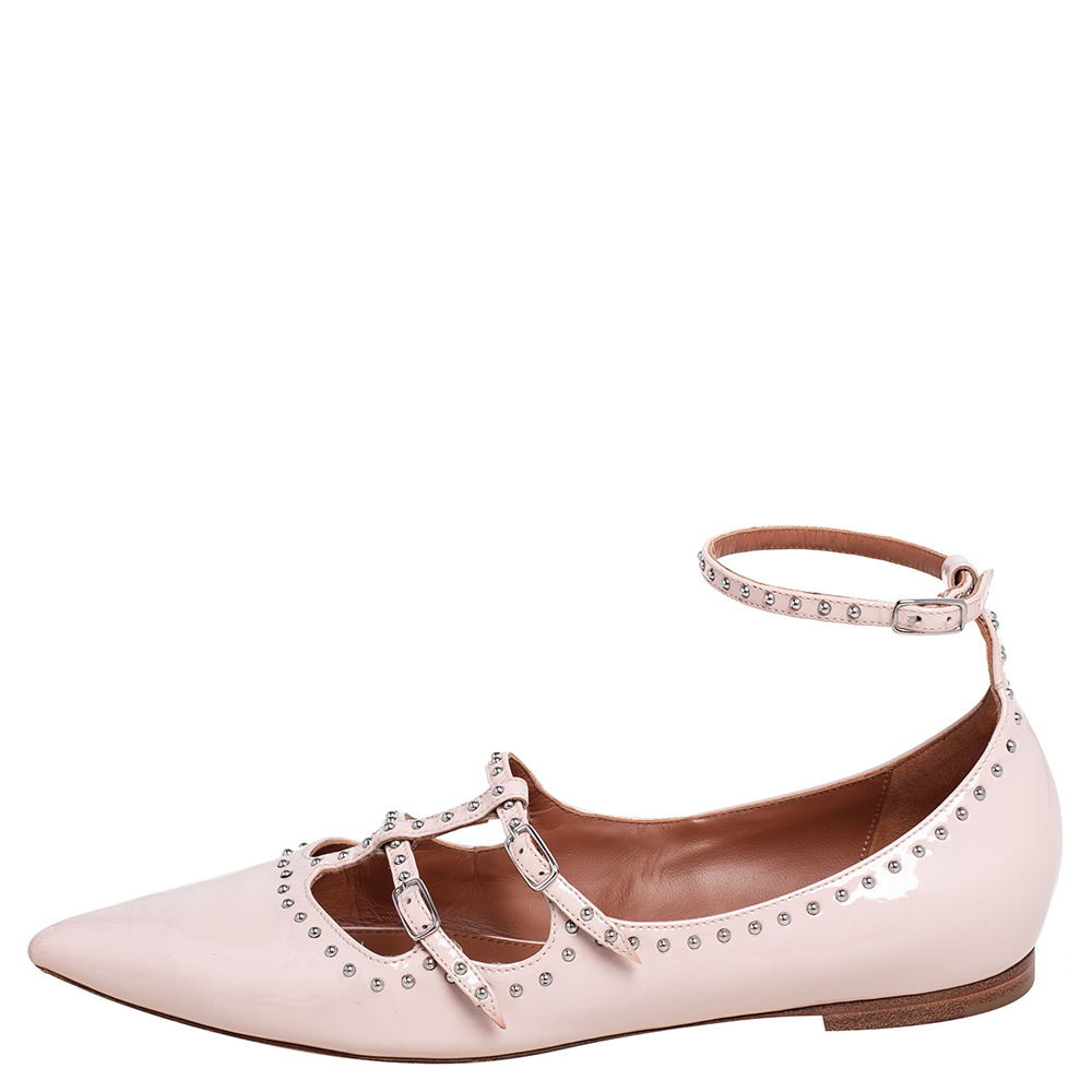 

Givenchy Rose Poudre Patent Leather Accent Studded Mary Jane Ballet Flats Size, Pink