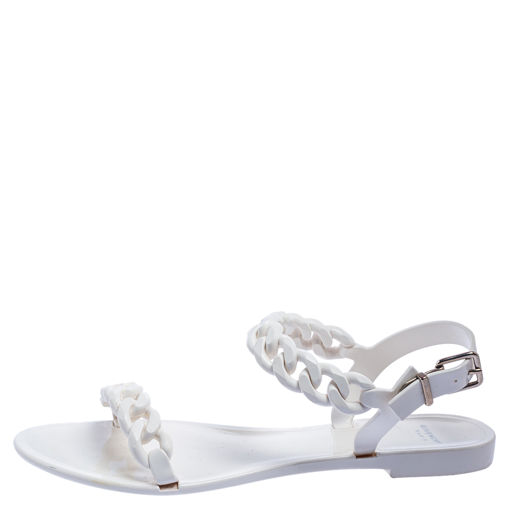 

Givenchy White Jelly Chain Link Flats Size