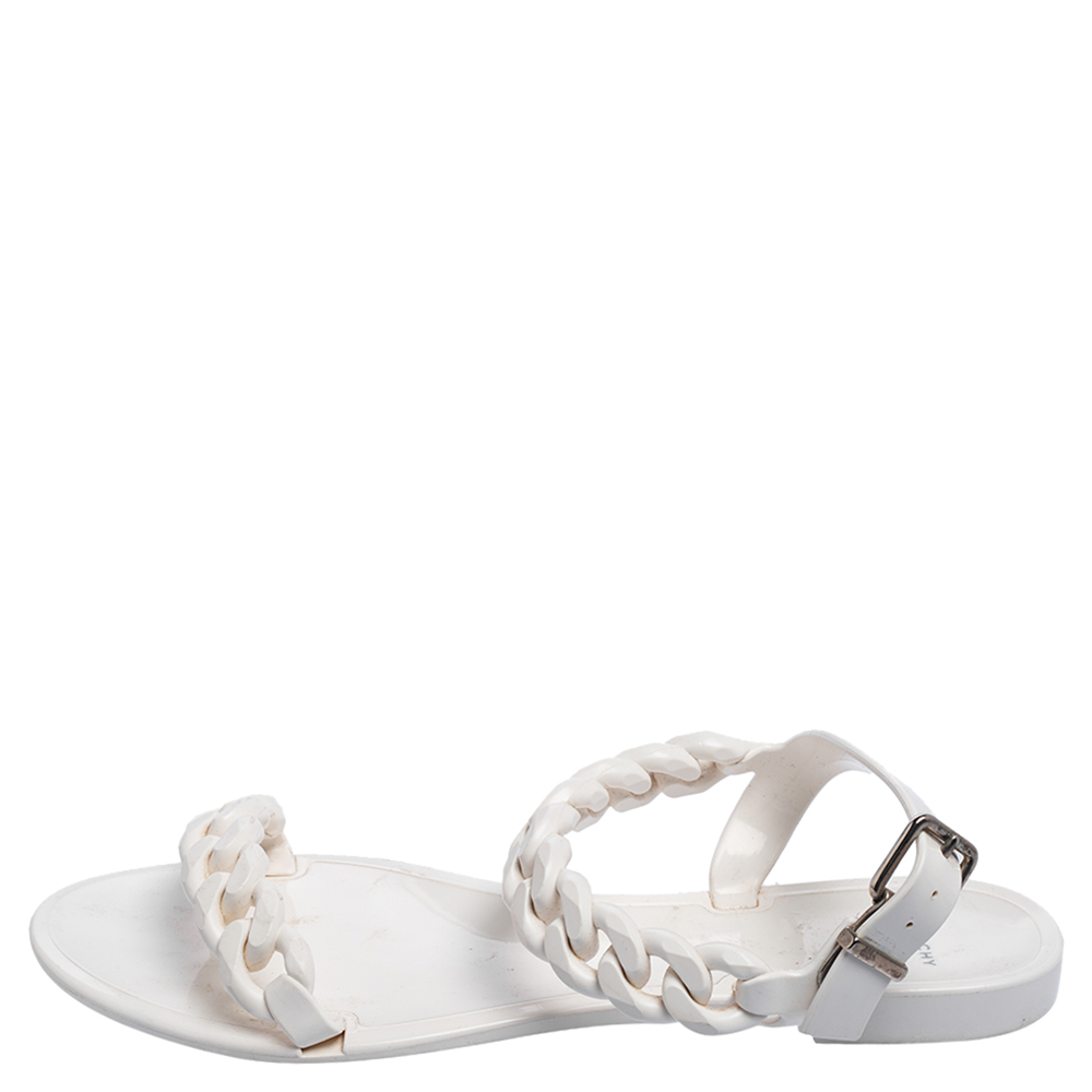 

Givenchy White Jelly Chain-Link Flat Sandals Size