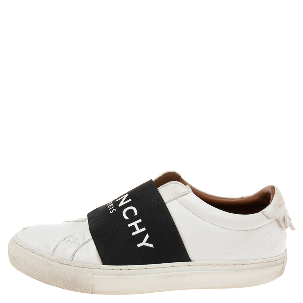 

Givenchy White/Black Leather Urban Street Logo Slip-on Sneakers Size