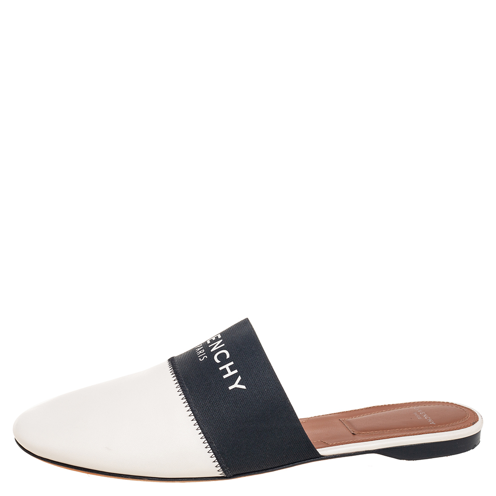 

Givenchy Cream Leather Logo Mule Sandals Size