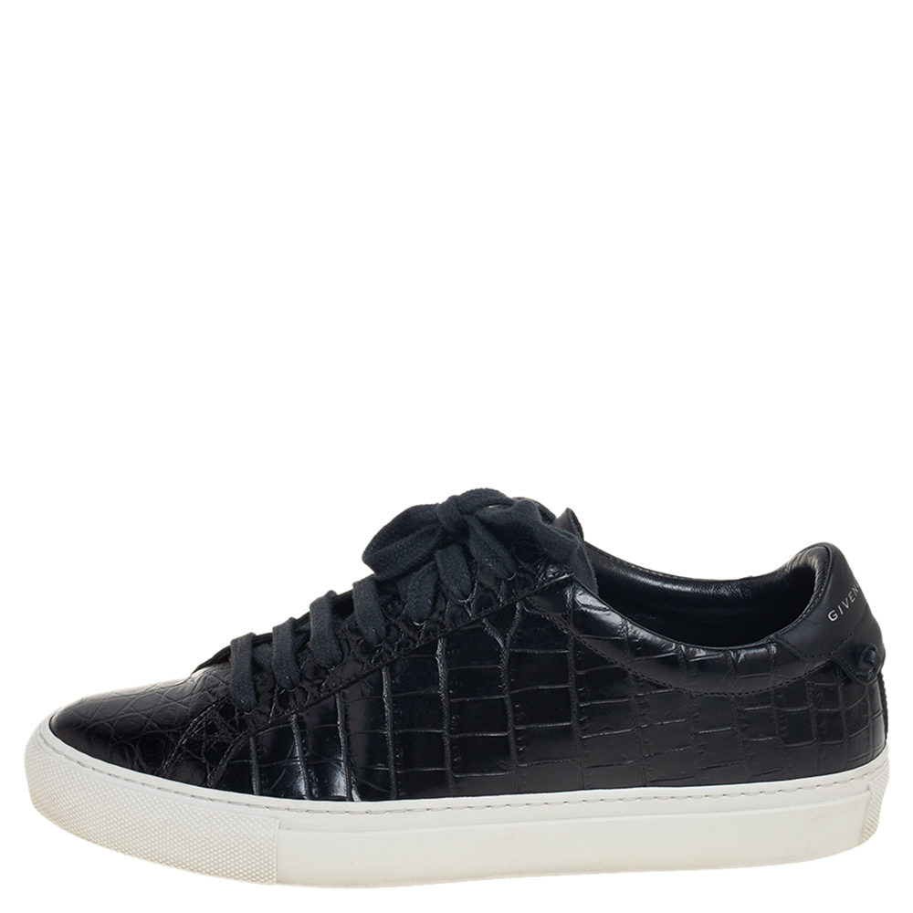 

Givenchy Black Croc Embossed Leather Urban Street Sneakers Size