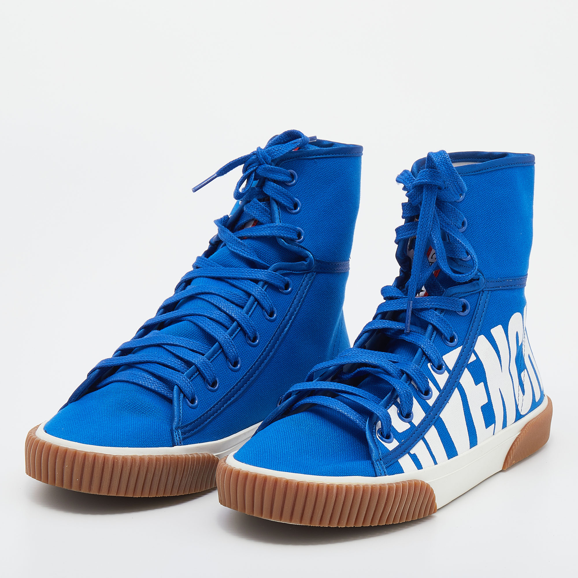 

Givenchy Blue Canvas Boxing High Top Sneakers Size