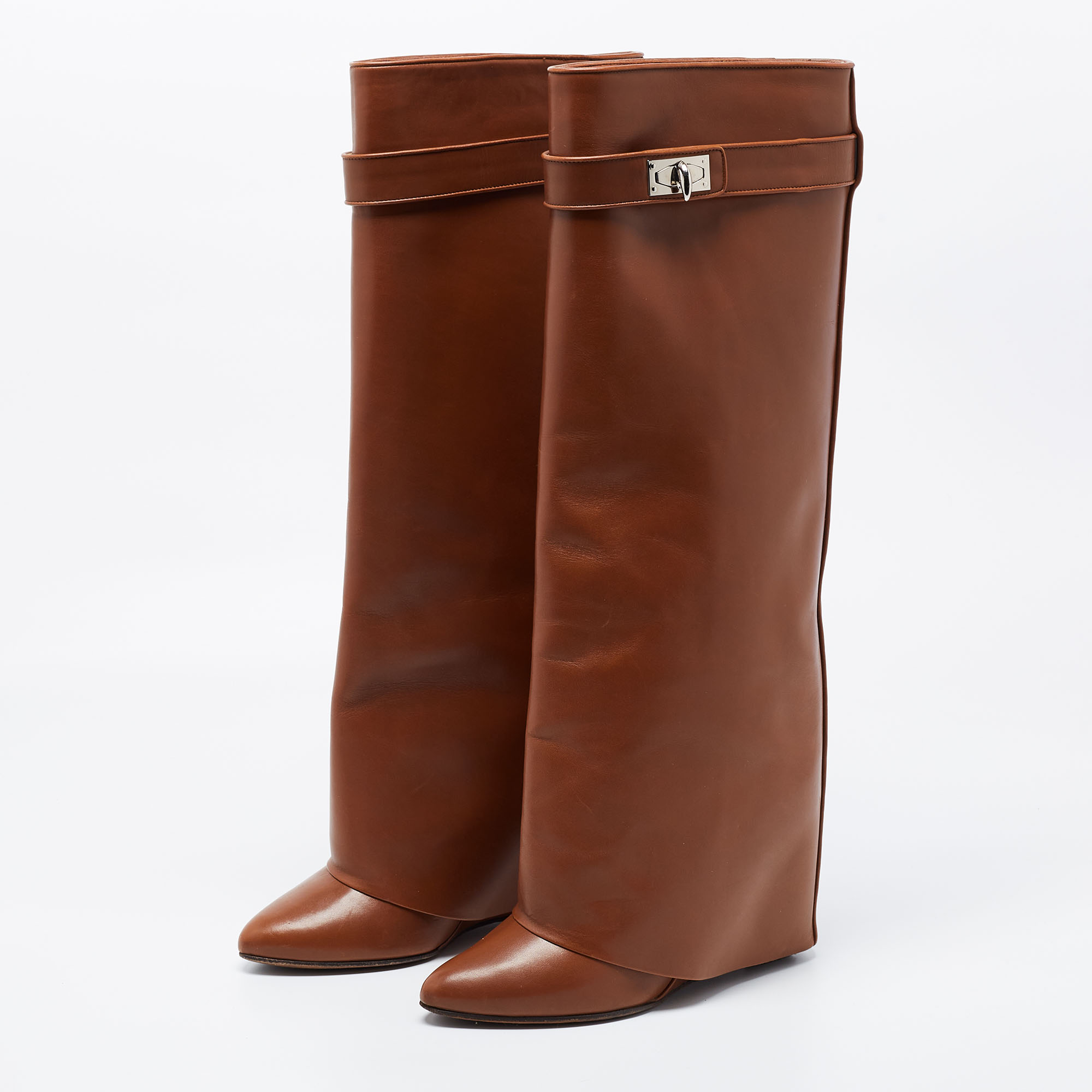 

Givenchy Brown Leather Knee Length Boots Size