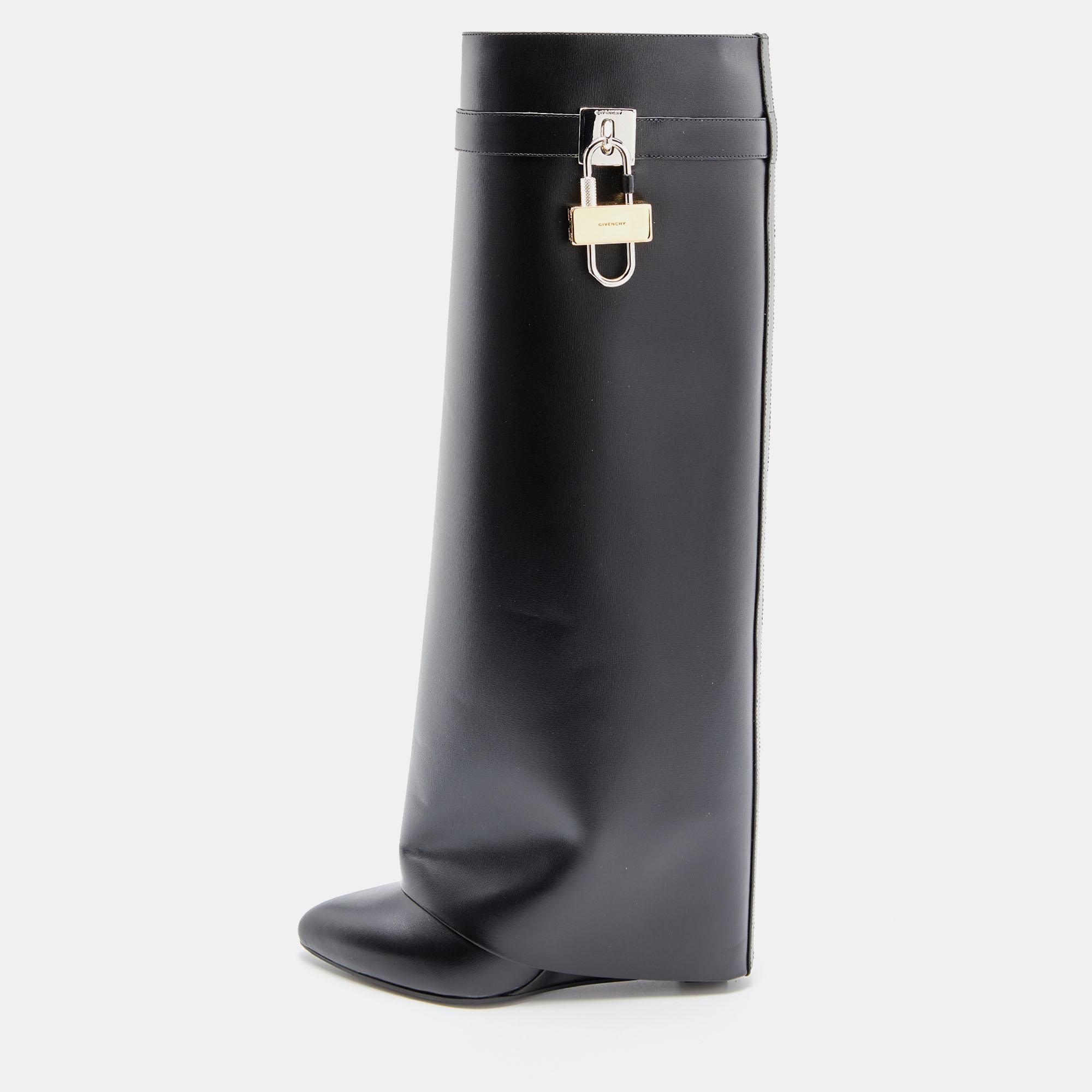 Givenchy Black Leather Shark Lock Knee Length Boots Size 38 Givenchy | TLC