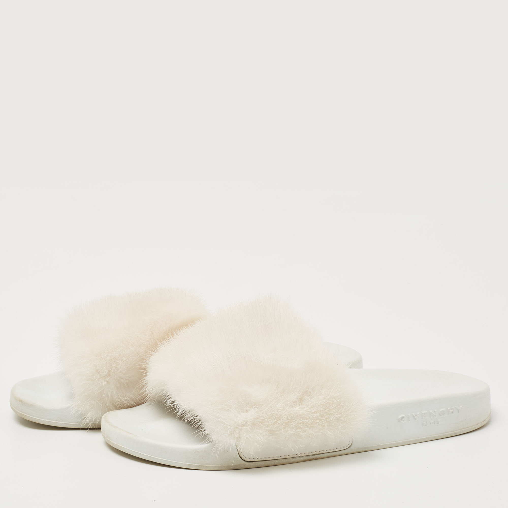 

Givenchy White Mink Fur Pool Slides Size