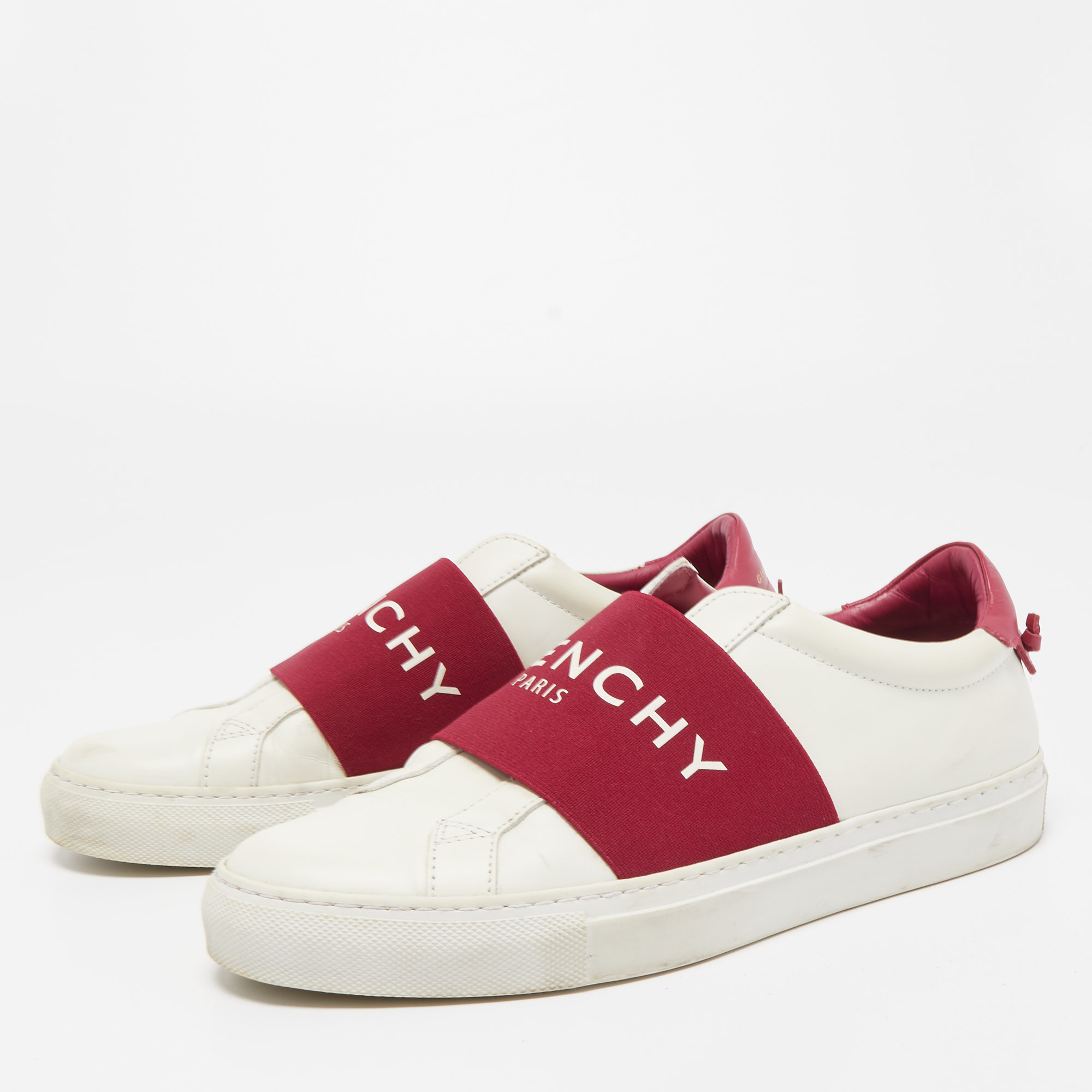 

Givenchy White/Red Leather Urban Street Logo Slip On Sneakers Size