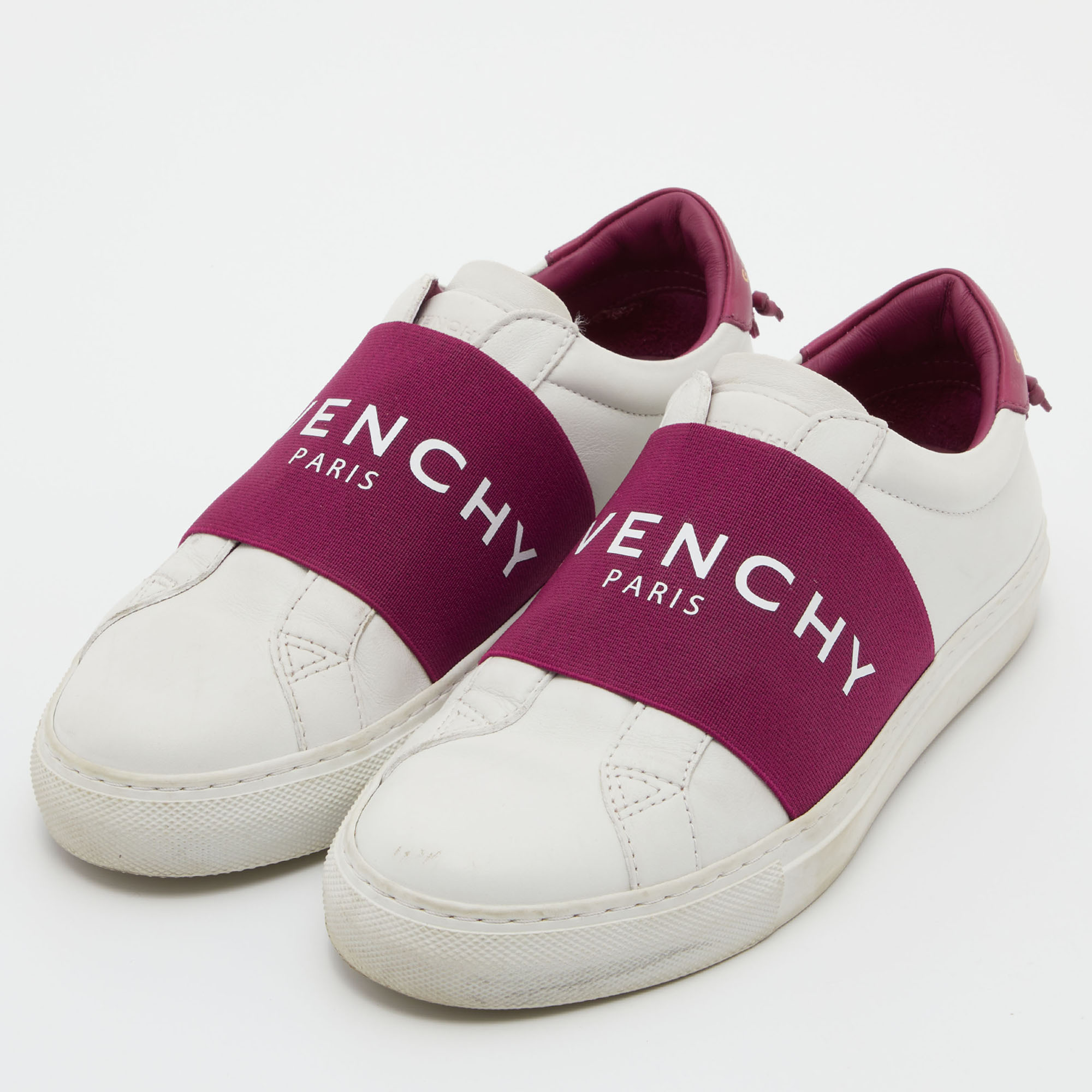 

Givenchy White/Plum Leather Urban Street Slip On Sneakers Size