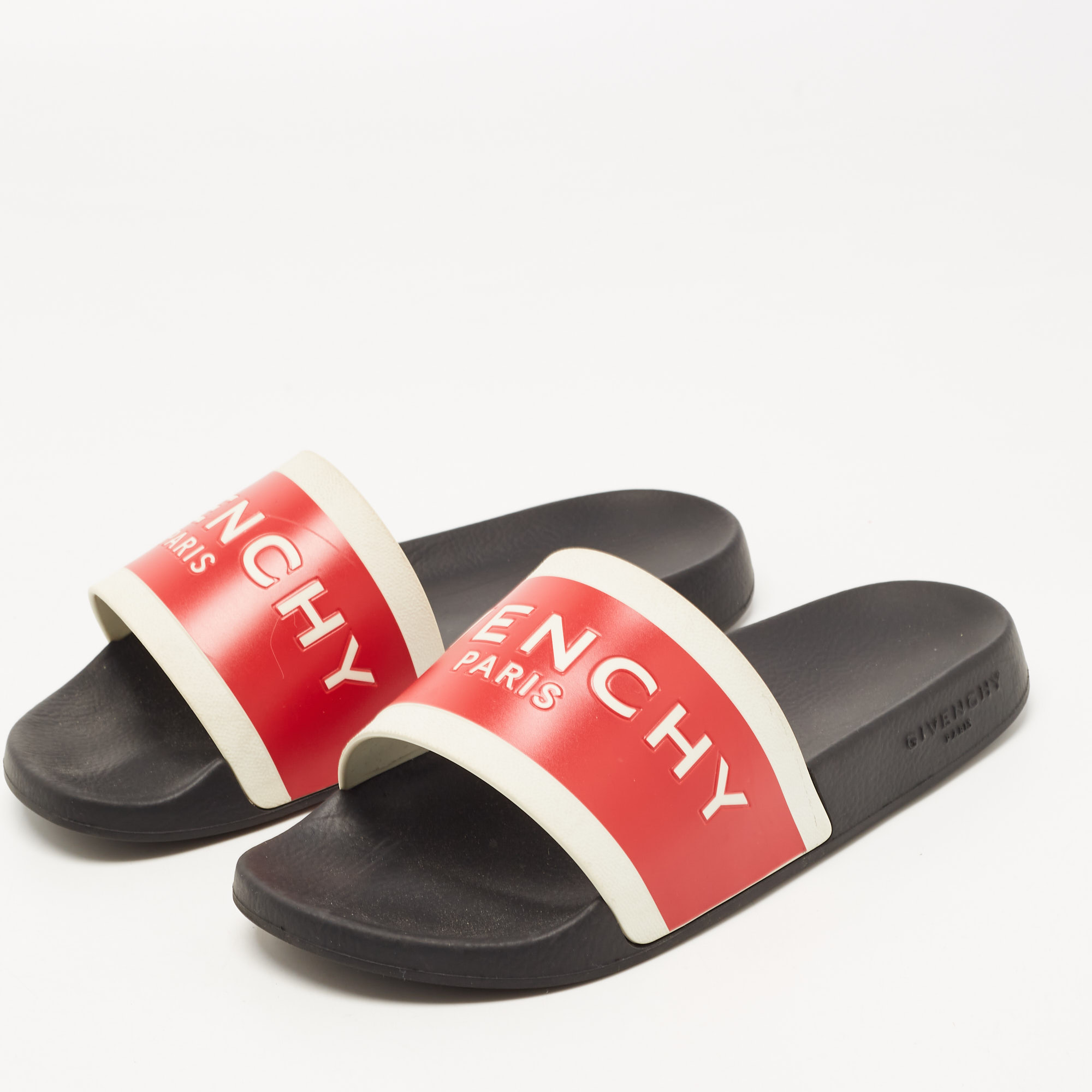 

Givenchy Red/White Rubber Logo Slides Size