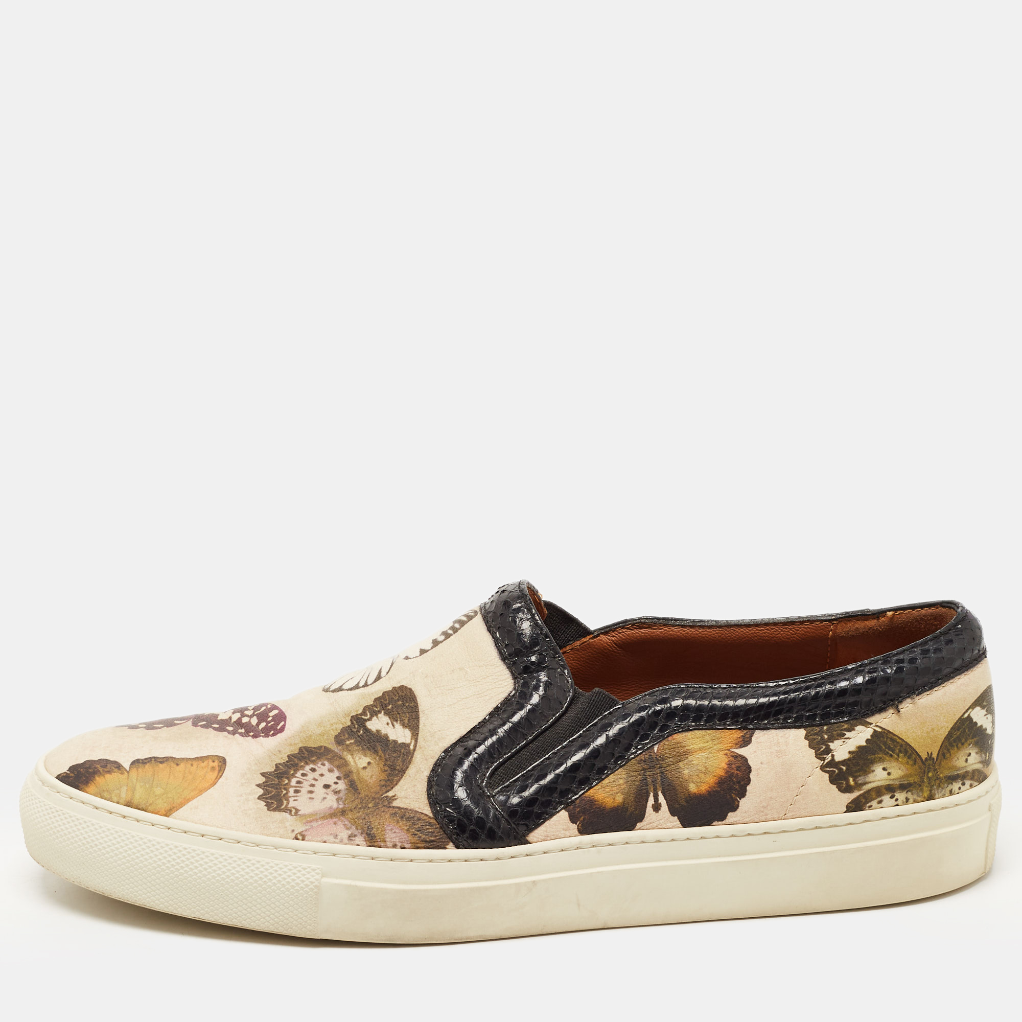 Pre-owned Givenchy Multicolor Butterfly Print Snakeskin Leather Slip On Sneakers Size 39.5