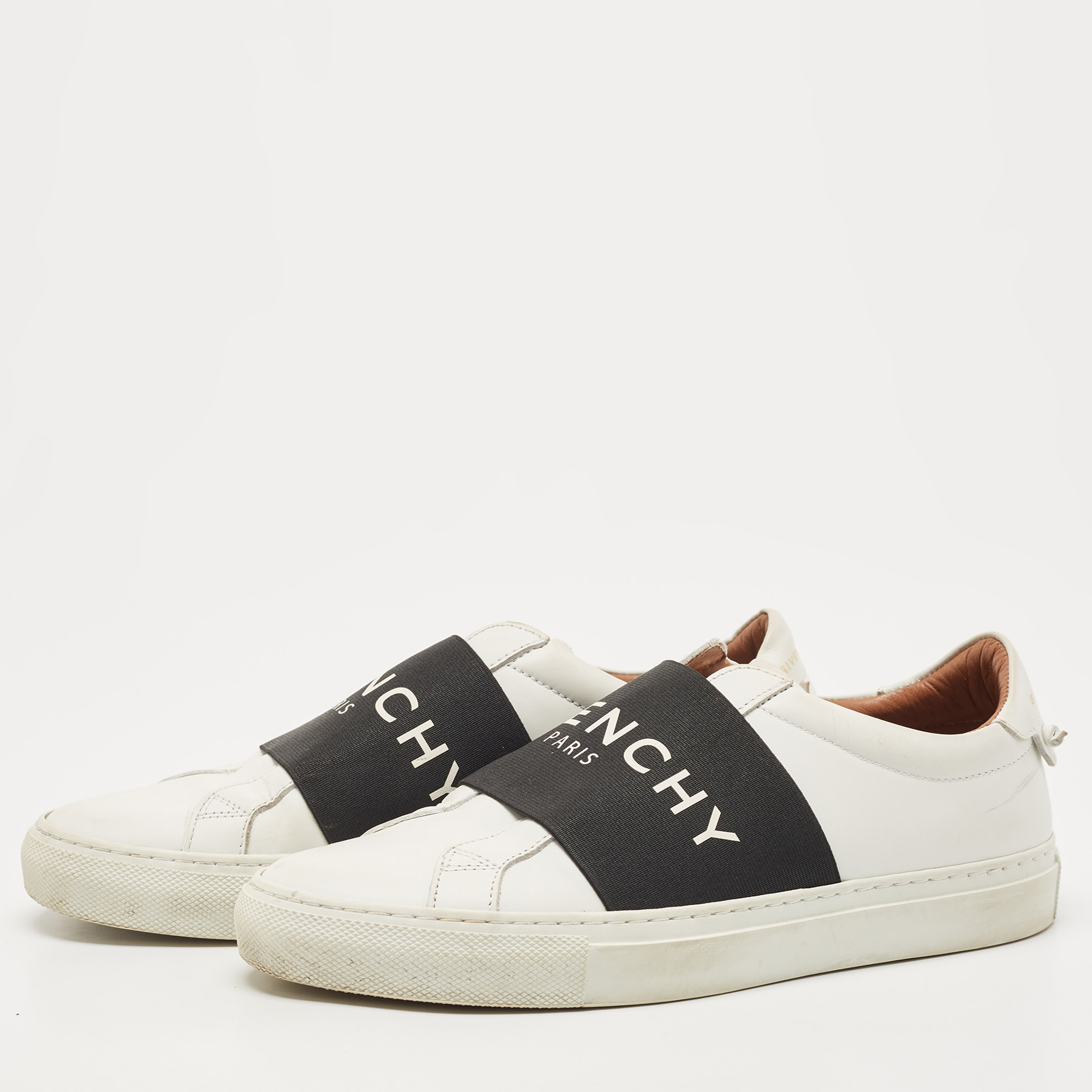 

Givenchy White/Black Leather And Elastic Band Urban Street Slip On Sneakers Size