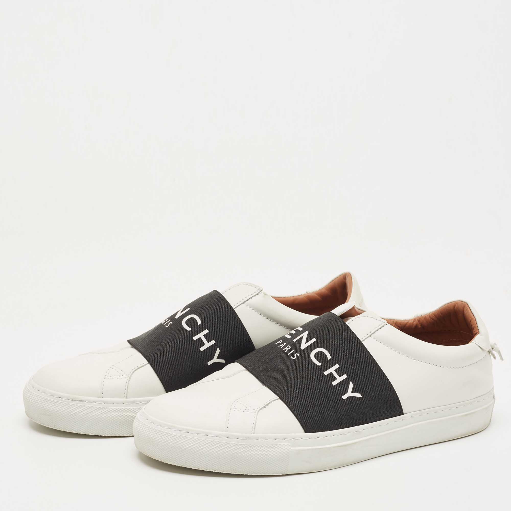 

Givenchy White/Black Leather Urban Street Logo Slip On Sneakers Size