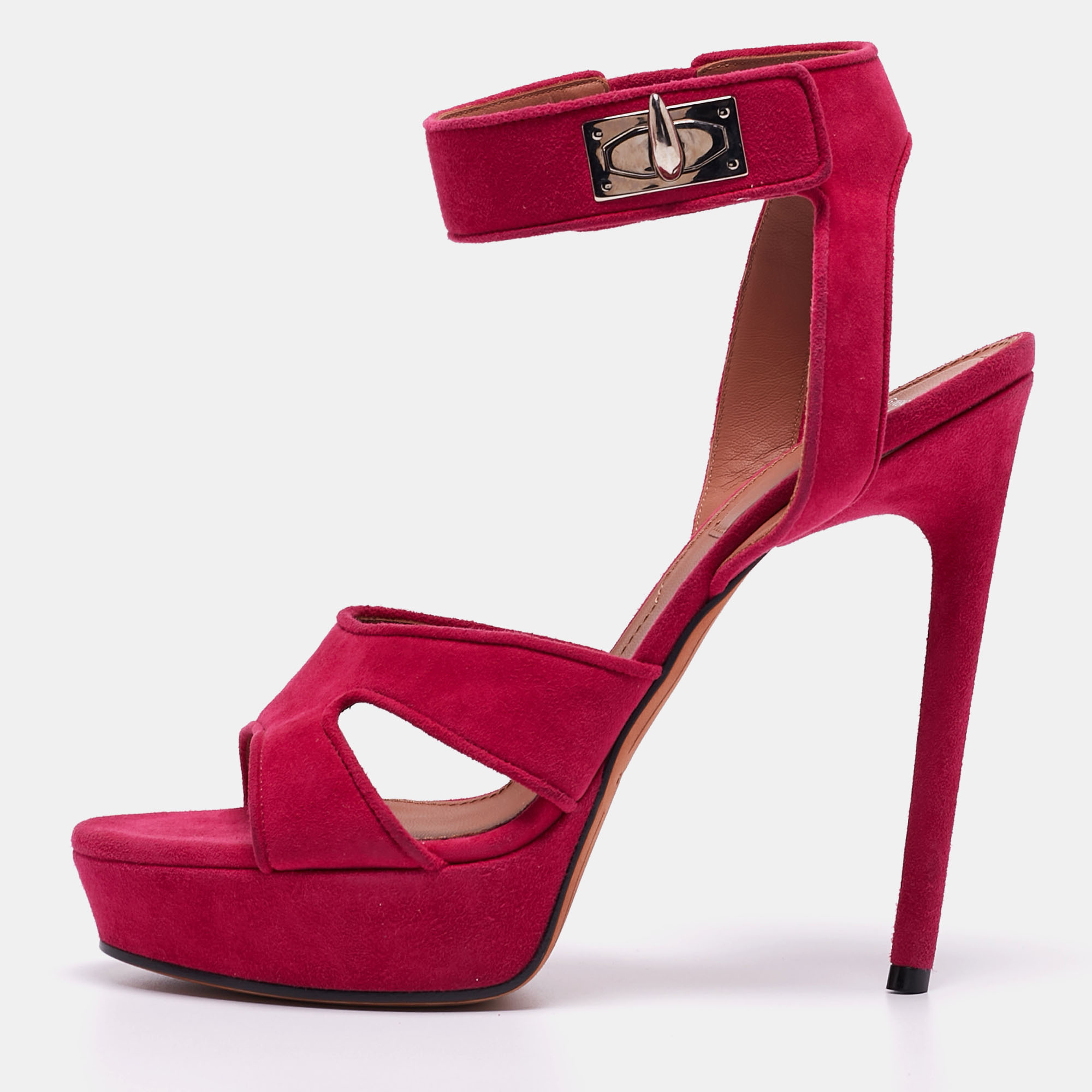 

Givenchy Fuchsia Suede Shark Tooth Ankle Strap Platform Sandals Size, Pink