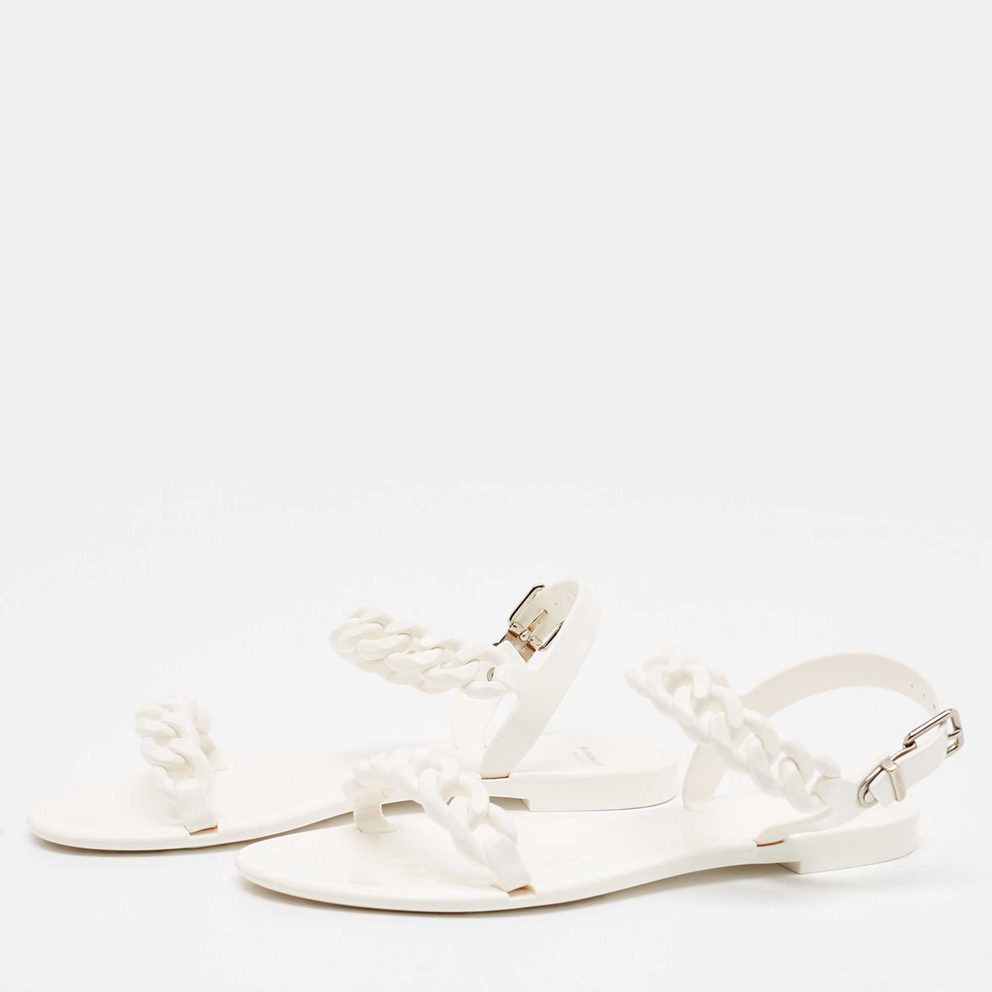 

Givenchy White Jelly Chain-Link Flat Sandals Size