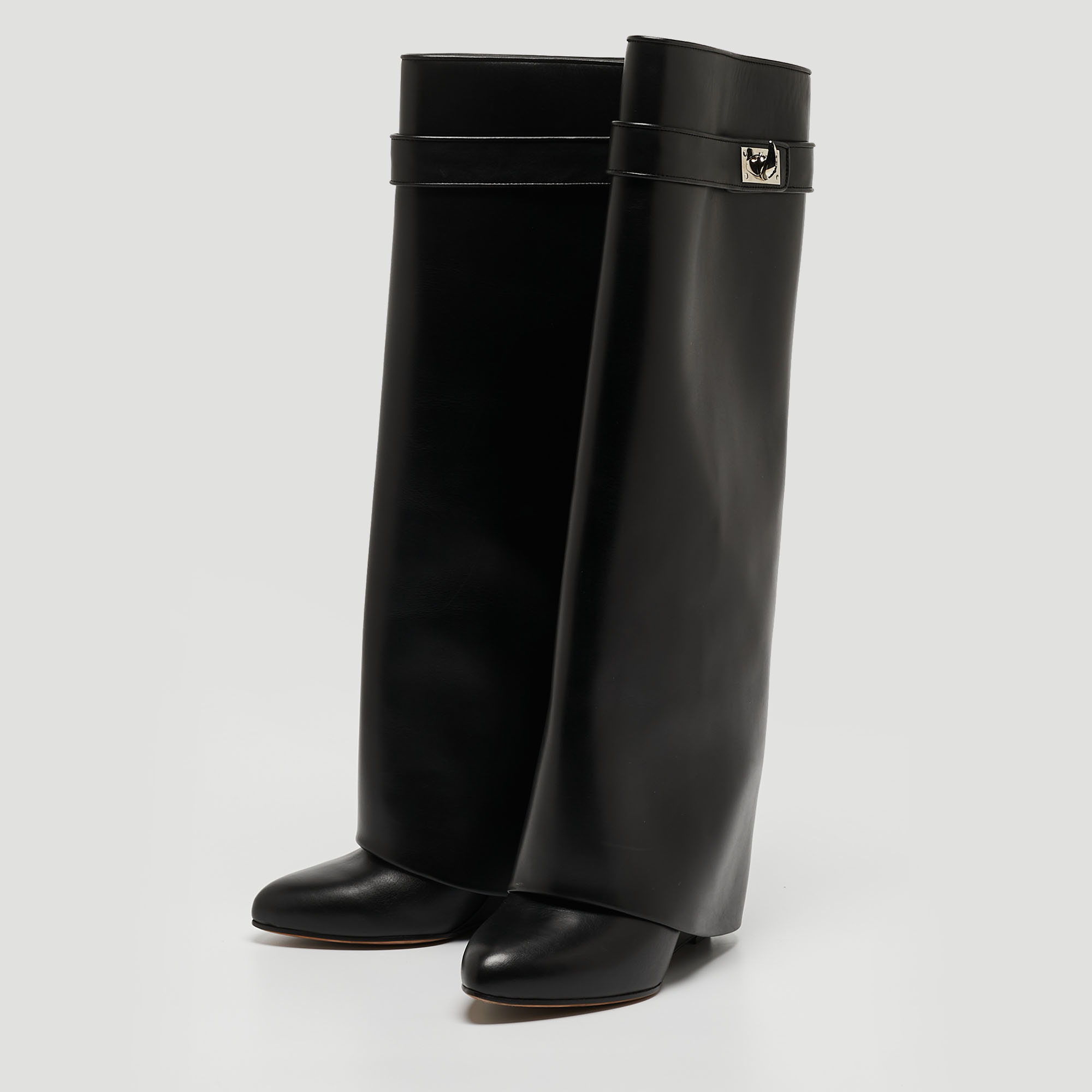 

Givenchy Black Leather Shark Lock Knee High Boots Size