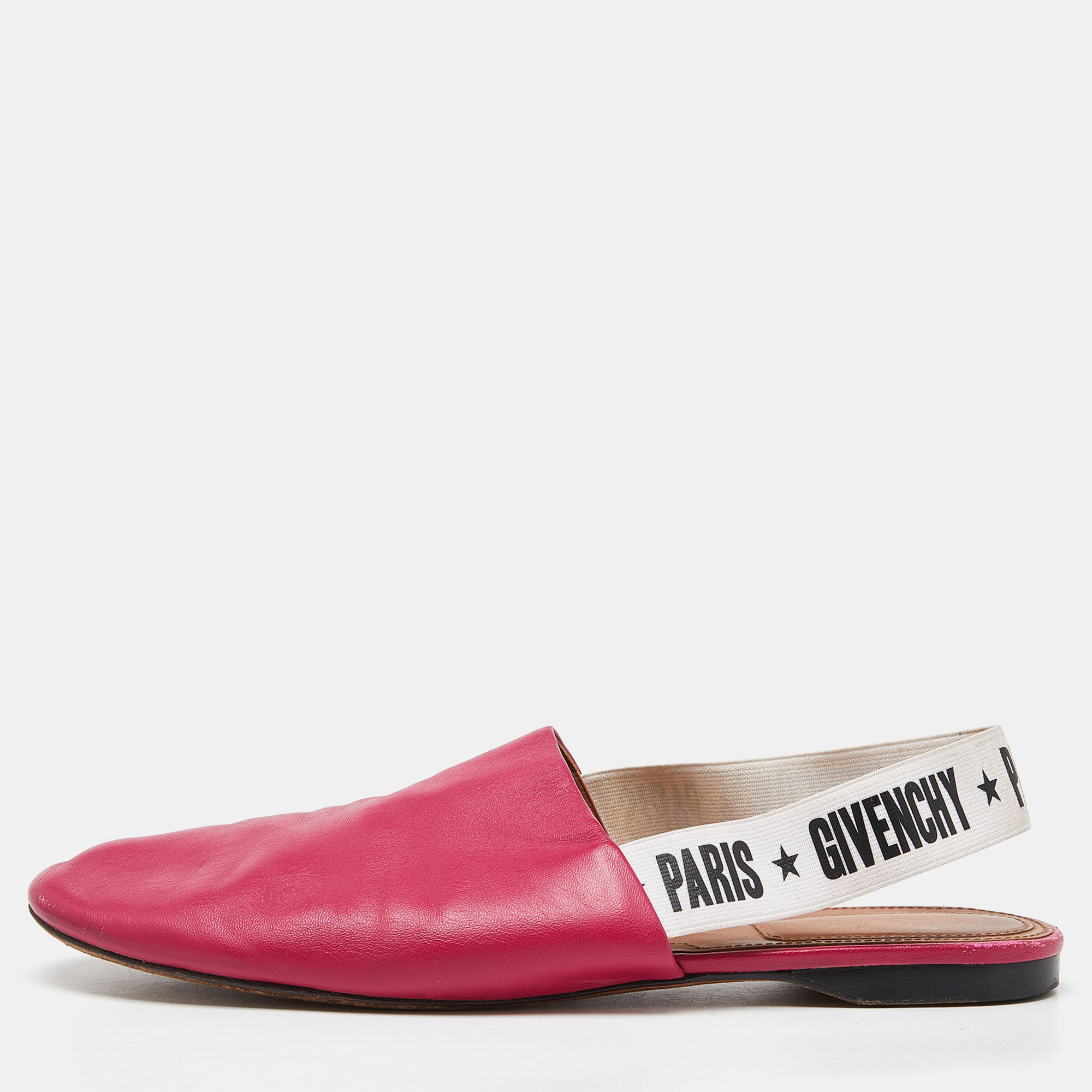 Pre-owned Givenchy Pink Leather Rivington Slingback Flats Size 37