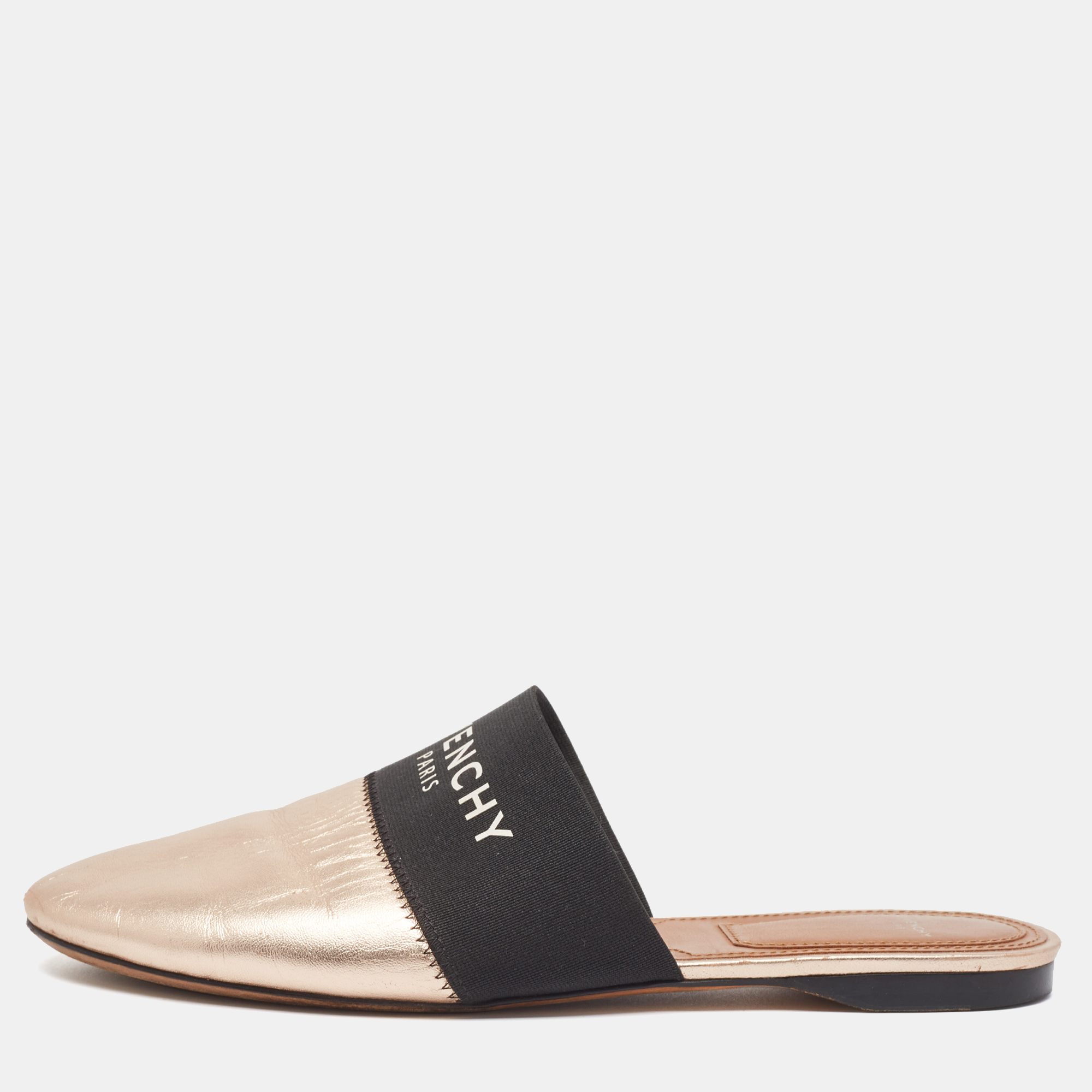 

Givenchy Metallic Rose Gold Leather Bedford Flat Mules Size, Pink