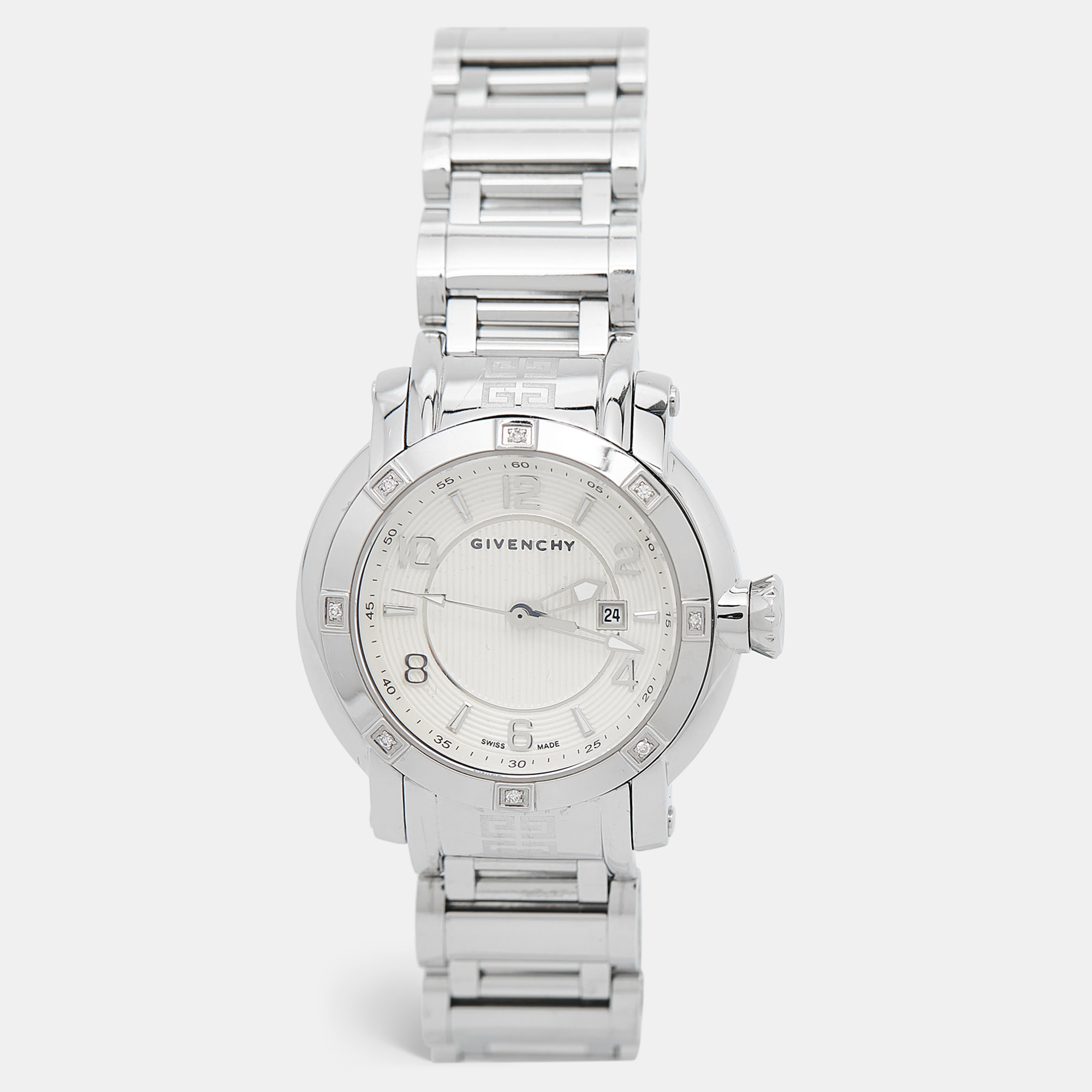 

Givenchy White Stainless Steel Diamond GV.5202L Women's Wristwatch, Silver