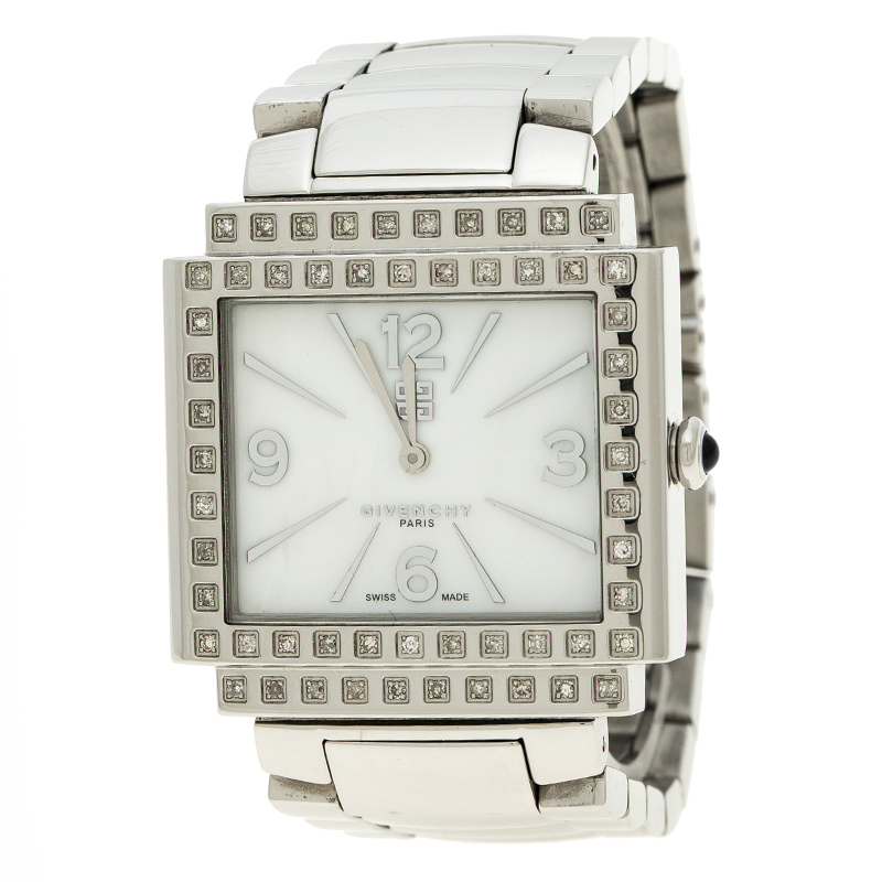 Givenchy White Mother of Pearl Stainless Steel New Apsaras Women's Wristwatch 35 mm
