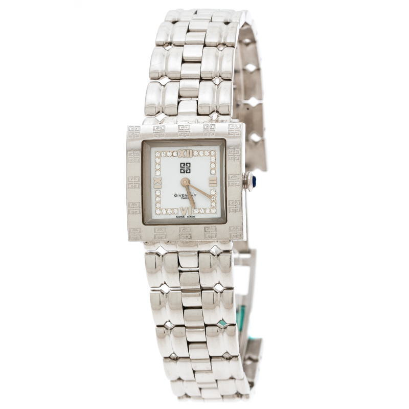 Pre Owned Givenchy Silver White Stainless Steel Apsaras CAL302005 Women's Wristwatch 23 mm