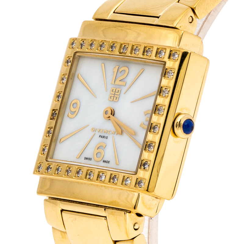 

Givenchy Mother of Pearl Gold Plated Stainless Steel Diamonds New Apsaras REG.1558962 Women's Wristwatch