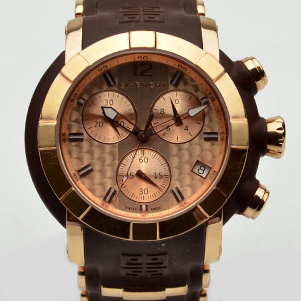 Givenchy Gold Plated Ladies Chronograph Wristwatch 47 MM