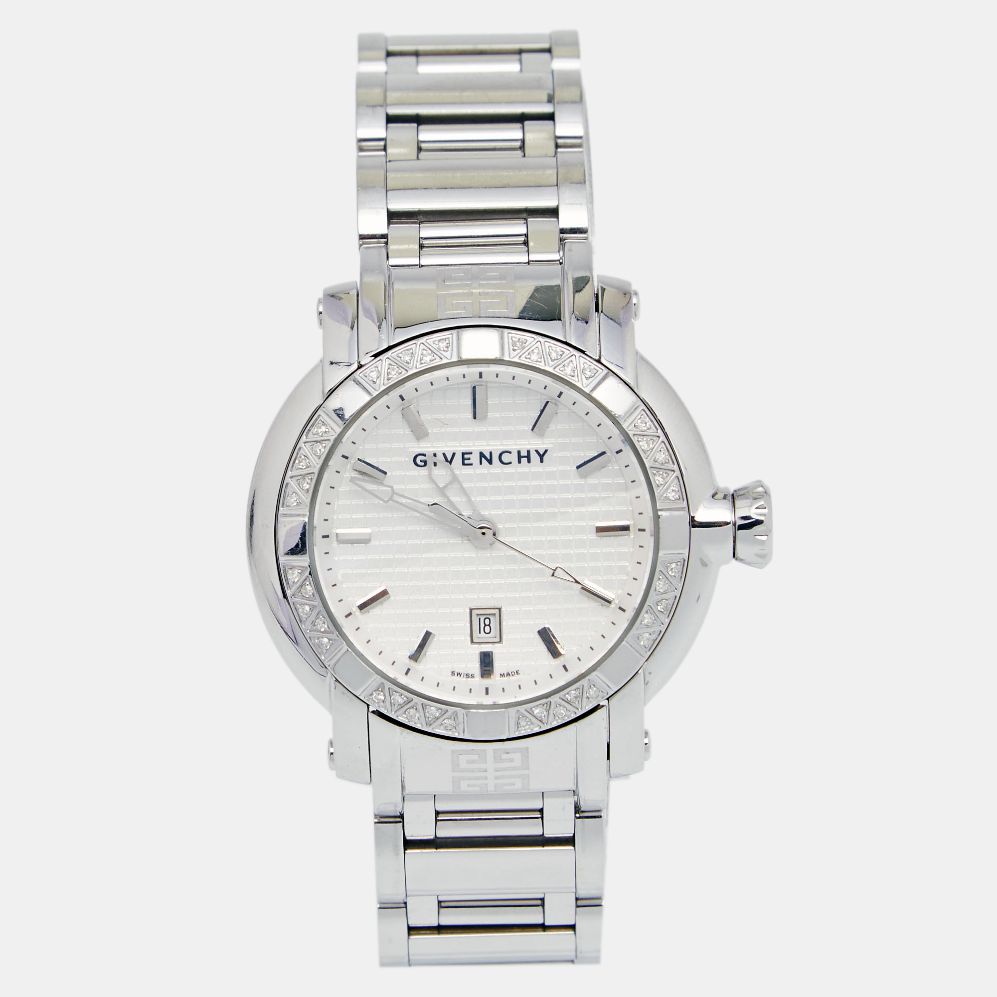 Preowned Givenchy Silver Stainless Steel Diamonds Gv.5202ld Women's