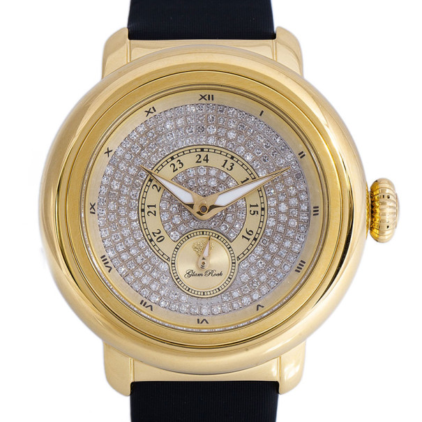 Glam Rock Diamond Gold-Plated Steel Bal Harbour GR77062 Women's Wristwatch 40MM