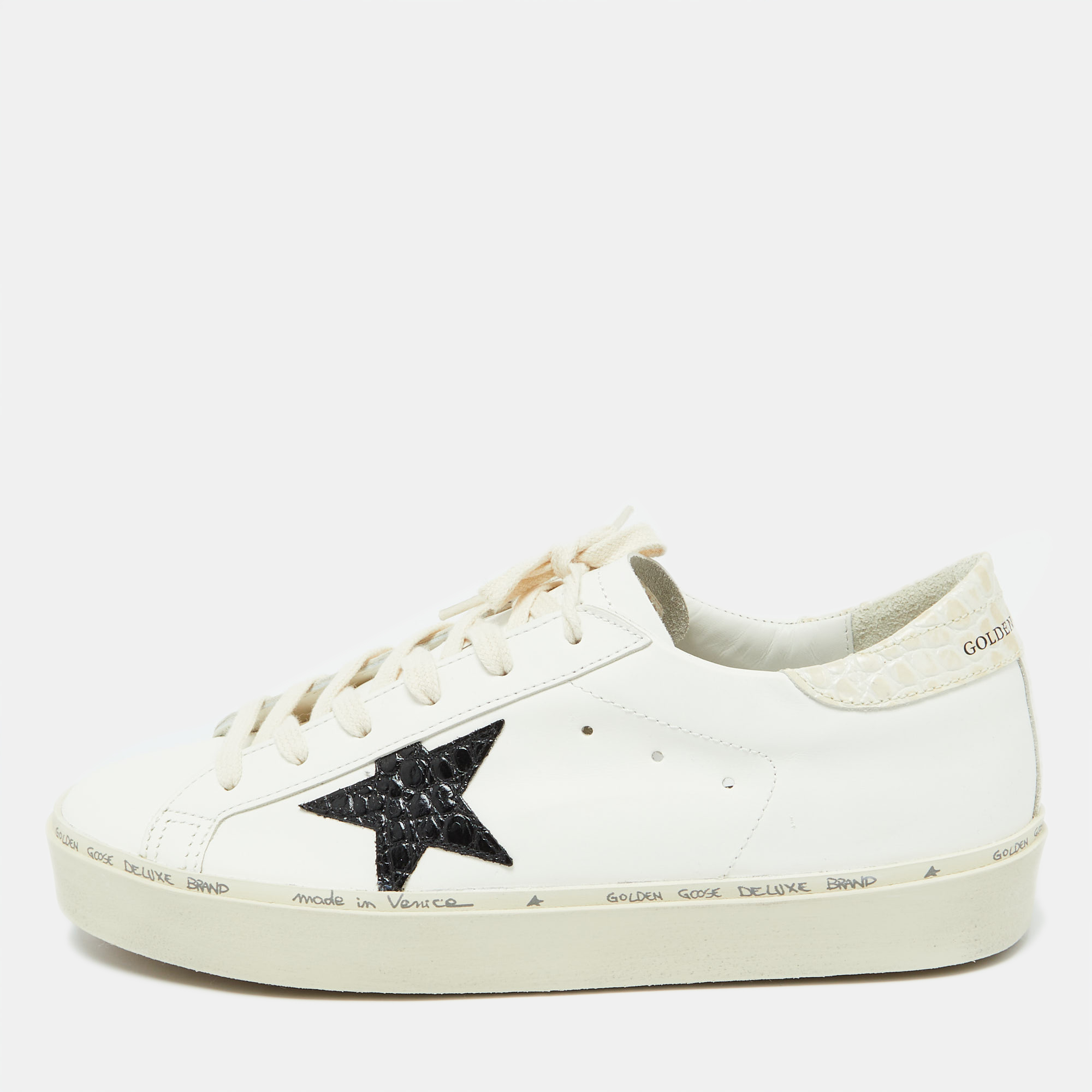 

Golden Goose White Leather Hi Star Lace Up Sneakers Size