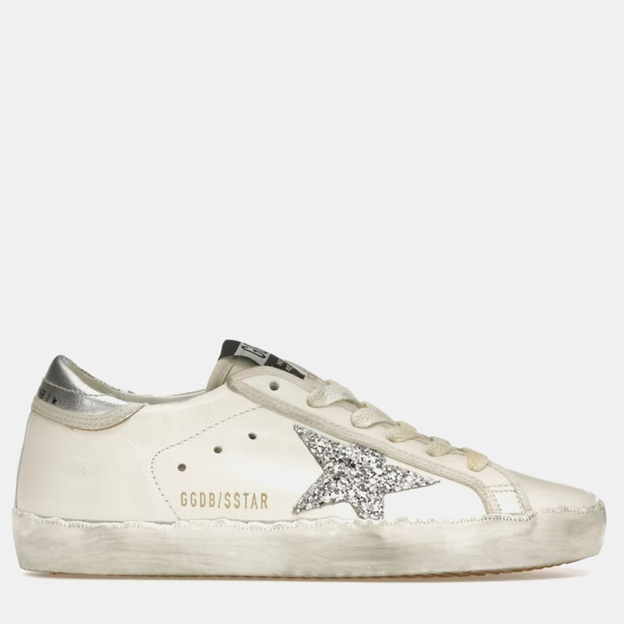 

Golden Goose White Silver Glitter Super-Star Sneaker