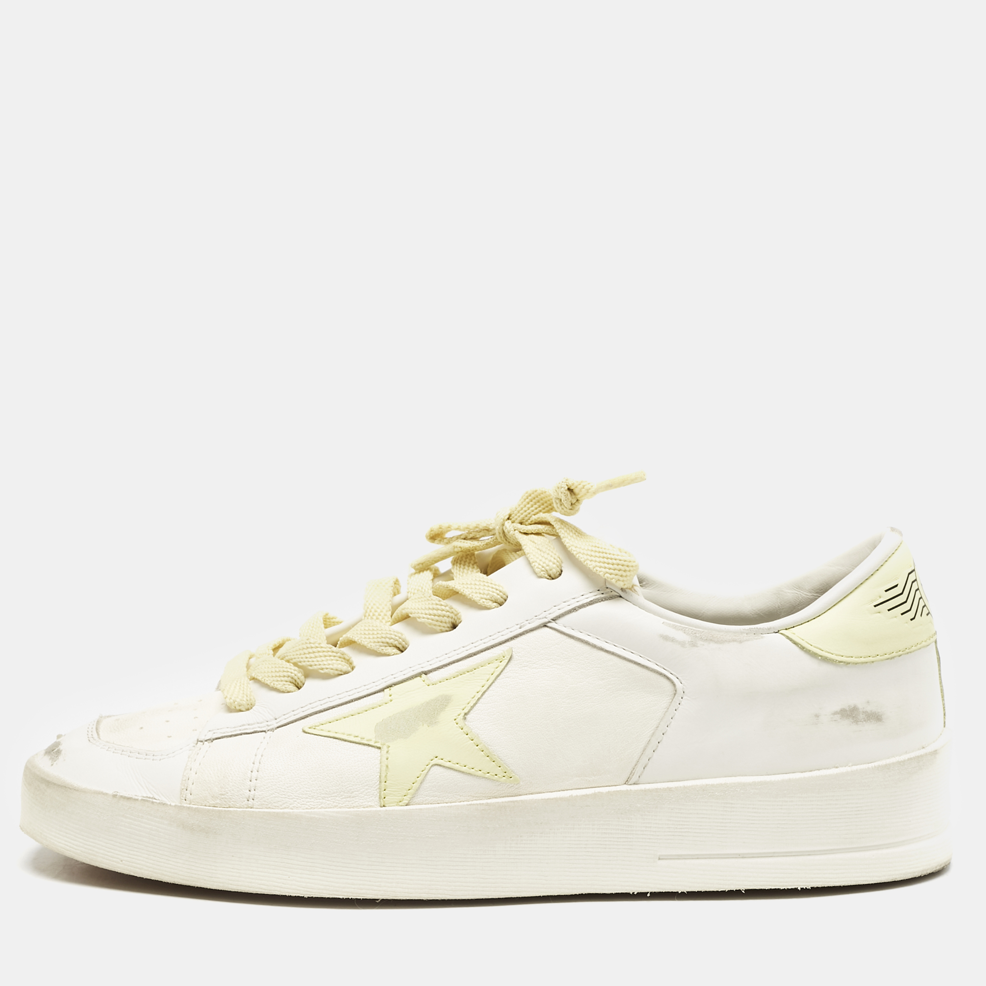 

Golden Goose Off White/Yellow Leather Stardan Sneakers Size