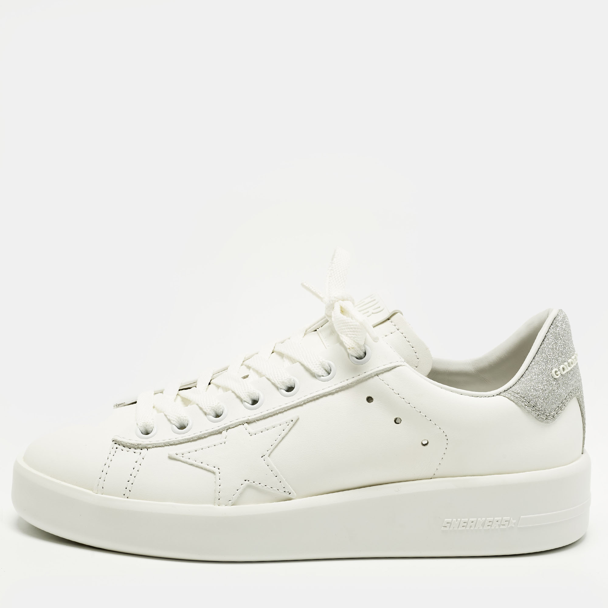 

Golden Goose PureStar Size  White Leather Lace Up Sneakers