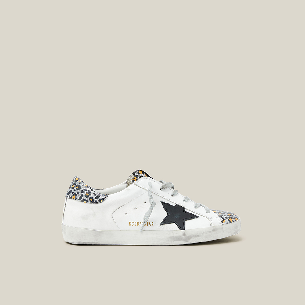 Pre Owned Golden Goose Deluxe Brand White Start Leopard Superstar Sneakers Size IT 35