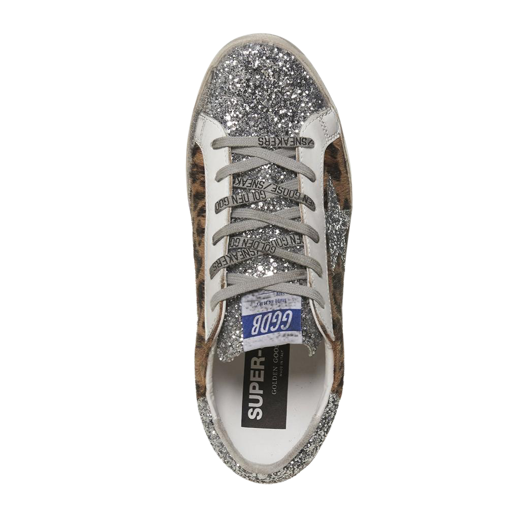 

Golden Goose Leopard Print and Glitter Super star Sneakers Size EU, Brown