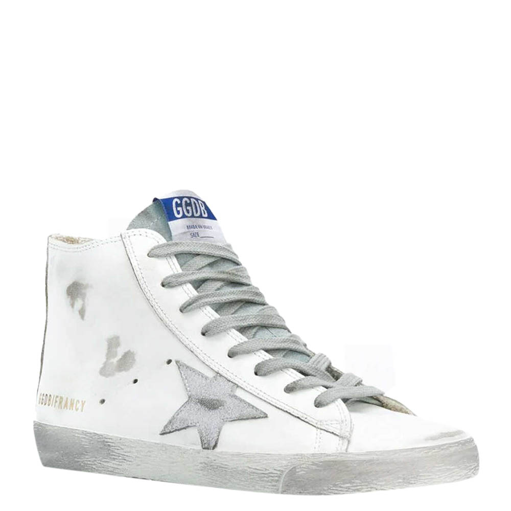 

Golden Goose White Leather Silver Star Francy Sneakers Size IT