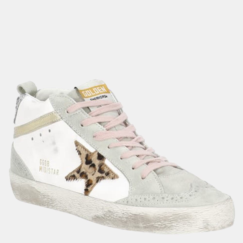 

Golden Goose White/Brown Leopard Print Mid-Star Sneaker Size EU, Beige