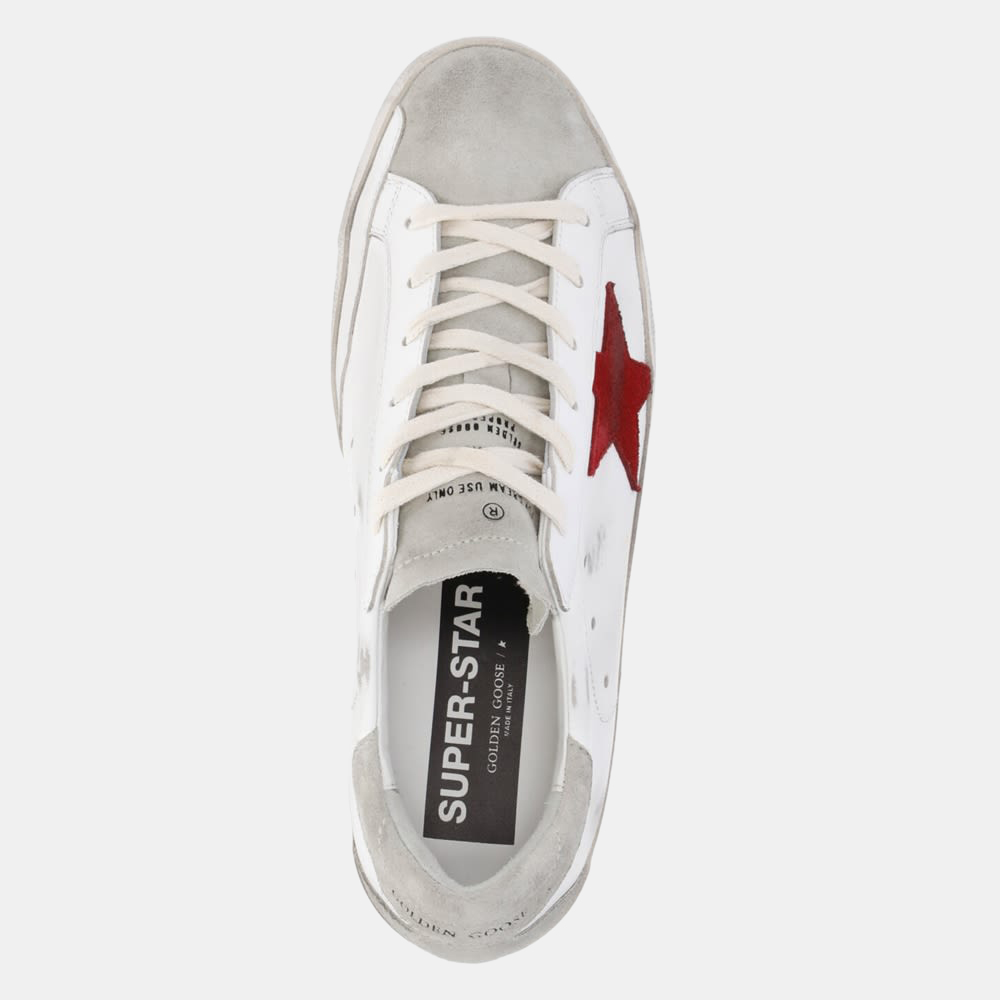 

Golden Goose White/Red Superstar distressed lace-up Sneaker Size EU