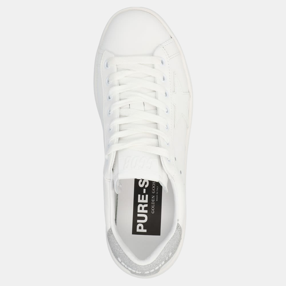 

Golden Goose White/Silver Leather Pure-Star Sneaker Size EU